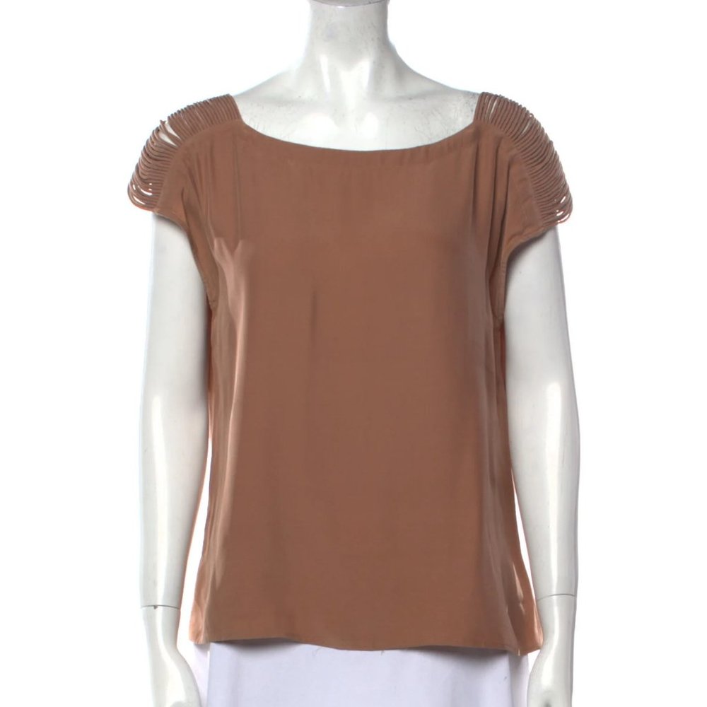 LOEFFLER RANDALL Silk Bateau Neckline Blouse Size: M | US 8